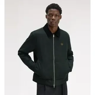Fred Perry für Herren. J8535 Dunkelgrüne Caban-Jacke aus Baumwolle (XL), Lässig