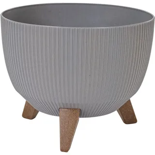 Pflanzgefäße Oslo Stripe grau Streifenoptik, 40 x 25 cm Kunststoff/Holzfasern auf Füßen mit Einsatz