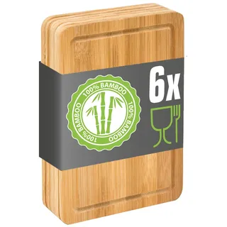 Dune Design 6er Set: Frühstücksbrettchen Holz 22x15 Kleine Schneidebretter Brotzeitbretter