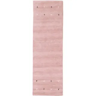 carpetfine Gabbeh Uni Wollteppich 60 x 180 cm Rosa