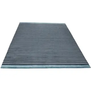 THEKO »Miami 3286« rechteckig 8 mm Höhe Handweb Teppich, gestreift, handgewebt, aus Viskose, Wolle blau,