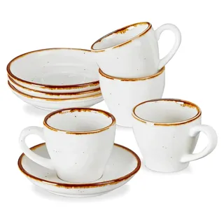 Espressotassen mit Untertassen, 70 ml, kleine Cappuccino-Tassen, Set mit 4 Mini-Kaffeetassen, Porzellantassen für Latte, Café, Mokka, Tee – Cremeweiß - Weiß
