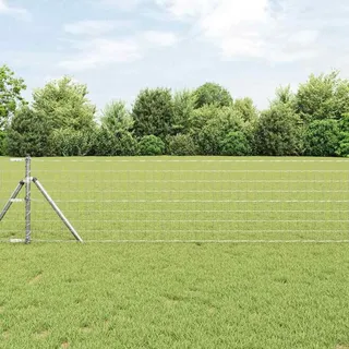 Zaun mit Pfosten Silber 0,6 x 50 m Stahl und PVC - Silber