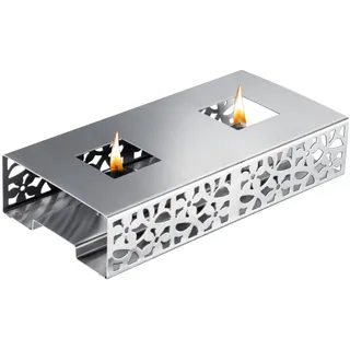 Westmark Speisenwärmer – Hochwertige Wärme-Platte zum Warmhalten von Speisen am Tisch mit zwei Teelichtern, 240 x 120 x 52 mm – rostfreier Edelstahl, Silber