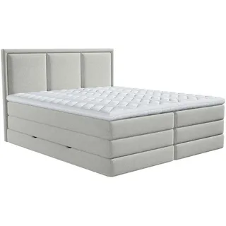 Roller Boxspringbett - hellgrau - H2/H3 - Bettkasten, - inklusive Topper - 140x200 cm