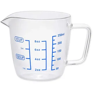 SCSpecial Messbecher Glas 250 ml Messbecher Mehrzweckschale für Flüssigkeit, 1 Tasse