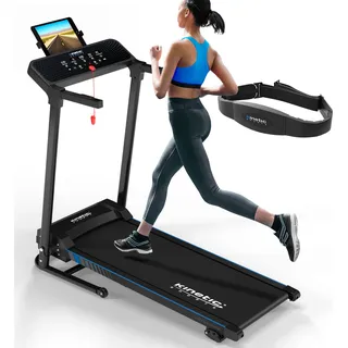 KINETIC SPORTS Elektrisches Laufband KST4600FX klappbar mit Pulsgurt - 1100 Watt Motor bis 12 km/h, 12+1 Programme, 40 cm breite Lauffläche, bis 120kg