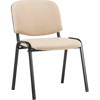 Stapelstuhl – Konferenzstuhl – Bequemer Sitz – Strapazierfähiger Stoff – Gestell aus schwarzem Metall | Farbe: Creme