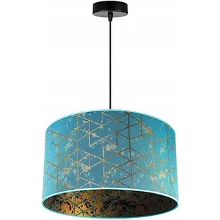Light-Home Werona Elegant Hängelampe - Modern Deckenlampe für Wohnzimmer Schlafzimmer und Esszimmer - Pendelleuchte aus Metall mit Classic Lampenschirm - Blau - 23x40 cm