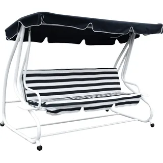 DEGAMO Hollywoodschaukel Gartenschaukel MIAMI 4-sitzer 228cm, weiss / dunkelblau, mit Liegefunktion - Dunkelblau, Weiß