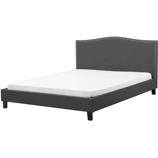 Beliani Polsterbett Leinenoptik Grau Lattenrost 180 x 200 cm Elegant - Grau, Schwarz
