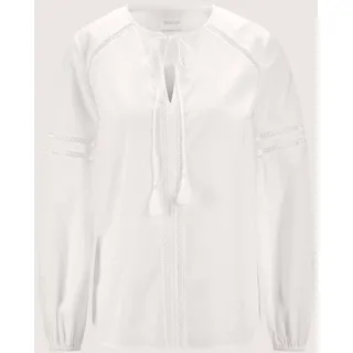 Madeleine Langarmbluse Rundhals-Bluse mit Spitze Weiß 46