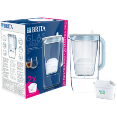 Brita one, Wasserfilterkanne aus Glas, 2.5 l, davon 1.5 l gefiltertes Wasser, Weiß