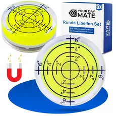 Magnetische Libellen Set, 5 Stück, mit Ø 32 mm Durchmesser, runde Wasserwaage mit Luftblase, kleine Libelle Wasser Waage, Nivellierung, Magnet Dosenlibelle für Wohnwagen, Kamera, Spirit Level Bullseye