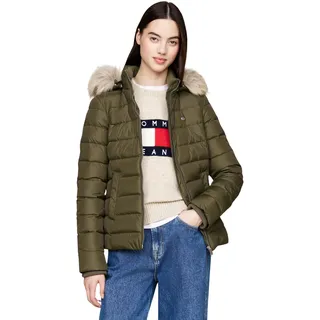 Tommy Jeans Damen Pufferjacke Basic Hooded Down Jacket mit Kapuze, Grün (Fatigue Green), XL
