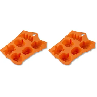Zenker Mini-Kürbis Schokoform-Eiswürfelform – 6er Halloween Backform aus Silikon, orange, spülmaschinengeeignet – Optimal für kreative Leckereien (Packung mit 2)