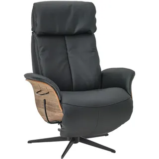 Welnova Relaxsessel , Schwarz , Holz , Echtleder , Color-Finish-Leder , Nussbaum , 78x104-113x84 cm , Fußauswahl, Lederauswahl, Stoffauswahl, Liegefunktion , Wohnzimmer, Sessel, Ledersessel