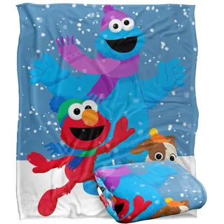 Sesame Street Furry Friends Forever Elmo Cookie Monster Snow Run Decke für Kinder, seidig, 152 x 127 cm