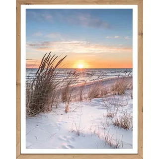 Bild mit Rahmen BÖNNINGHOFF "Wandbild gerahmt SONNENUNTERGANG 40x50 cm – Natur Wanddeko modern", blau (farbe rahmen: artisan, farbe bild(er): blau, orange, beige, braun), B:50cm H:40cm T:2,1cm, MDF, Papier, Bilder, Bild mit Rahmen, mit dekorativem Rahmen