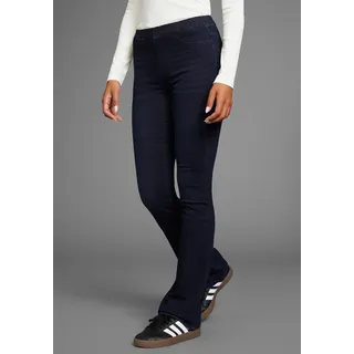 Jeansjeggings ARIZONA "Bootcut mit leichtem Thermo Effekt", Damen, Gr. 52, N-Gr, blau (rinsed), Denim/Jeans, Obermaterial: 72% Baumwolle, 26% Polyester, 2% Elasthan, Basic, lang, Jeans Jeansjeggings, High Waist, Topseller