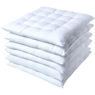 Homescapes Stuhlkissen 6er-Set weiß 40/40/6,5 cm , Weiß , Textil , Quadratisch , 40x6.5x40 cm , Oeko-Tex® , Heimtextilien, Wohntextilien, Sitzkissen