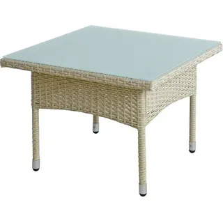 Beistelltisch Tisch Polyrattan Gartentisch Rattantisch Rattan Balkontisch Beige - Beige