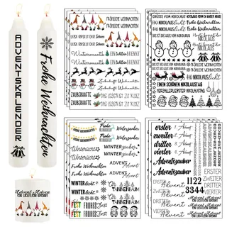 Yezirzax 12 Stück Kerzentattoos - Wasserschiebefolie für Kerzen, Weihnachts Sticker Dekorieren