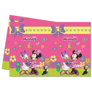 Procos 87865 - Party-Tischdecke Minnie Happy Helpers, Größe 120 x 180 cm, abwischbar, mehrfach verwendbar, Tischtuch, Dekoration, Geburtstag, Mottoparty, Mehrfarbig