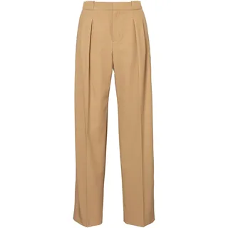 BOSS ORANGE Bundfaltenhose, mit BOSS Stickerei, Bundfalte, Gürtelschlaufen, beige