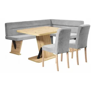 Home Affaire "Laros Sitzgruppe, Eckbank, Stühle, Tisch", Set, 4tlg Set, perfekt für Küche, Esszimmer, Wohnzimmer, Bestseller, grau, grau, natur),
