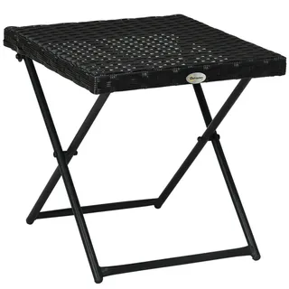 Outsunny Gartenklapptisch, Schwarz, Stahl, PE-Rattan , Kunststoff , 40x40x40 cm , Gartenmöbel, Gartentische