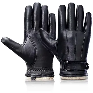 Herren Touchscreen Handschuhe aus echtem Leder – Grdnpro Winter Lederhandschuhe Herren Dünn Warm Autofahrer Handschuhe mit weichem Wollfutter Lässig Outdoor kaltes Wetter Fahren