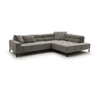 KAWOLA Sofa Ohio Ecksofa Feincord grau mit motorischem Sitzvorzug Recamiere rechts, - Grau