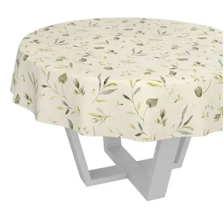 ANRO Wachstuchtischdecke abwaschbar Rund 140 cm Beige