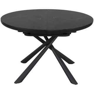 Novel Esstisch , Schwarz , Keramik, Holzwerkstoff , rund , Rundrohr, Sternfuß , 120x76x120-160 cm , ausziehbar , Esszimmer, Esstische, Esstische Keramik