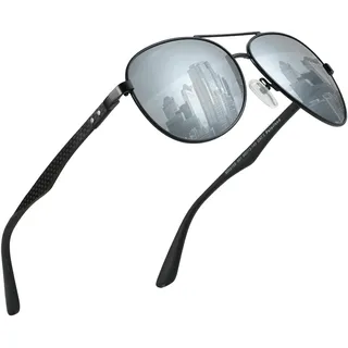 ZENOTTIC Sonnenbrille Herren Damen Polarisiert Retro Pilotenbrille Kohlefaser Metall Rahmen UV400 Schutz Fahren Reisen Angeln Sport