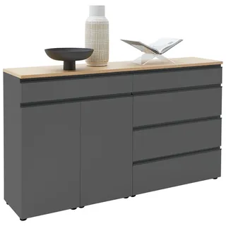 Dieter Knoll Sideboard , Grau, Eichefarben , Holzwerkstoff , Balkeneiche , furniert , 2 Fächer , 5 Schubladen , 180x102x41 cm , Typenauswahl, Beimöbel erhältlich, in verschiedenen Größen erhältlich , Holzmöbel, Kommoden Holz, Sideboards Holz