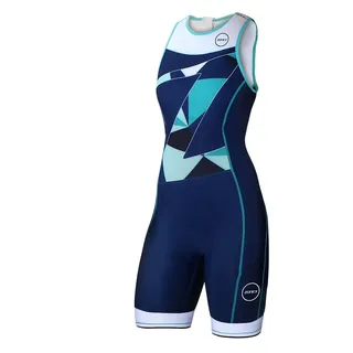 ZONE3 Damen Women's Lava Long Distance Trisuit, Marineblau/Weiß/Blaugrün, S