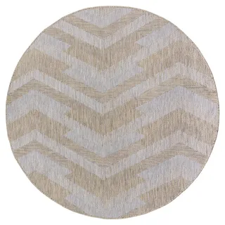 Outdoorteppich , Braun, Grau , Textil , geometrisch , rund , für Fußbodenheizung geeignet, schmutzabweisend, für Hausstauballergiker geeignet, pflegeleicht , Teppiche und Böden, Teppiche, Outdoorteppiche