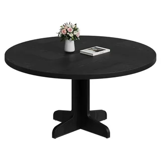 Runder Esstisch 120 cm für 4-6 Personen, Holzrahmen, Industrial Design, Schwarz
