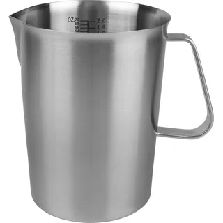 Krumble Messbecher mit Ausgießer - Messbecher zum Kochen und Backen - Messbecher - Kochgeschirr - Rührbecher - Mixbecher - Edelstahl - 2 Liter - 14,5 x 17 x 14,5 cm (LxBxH) - Silber - Silber