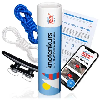 CAPTAIN FRITZ ®, Knoten Übungsset mit Lernvideos für SBF See, SBF Binnen, Segelschein und Bodenseeschifferpatent, einfaches Knoten Üben & Lernen, maritimes Geschenk