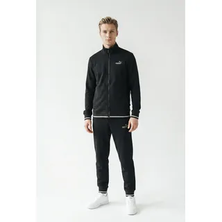 Trainingsanzug PUMA "METALLIC FULL-ZIP TRACKSUIT TR CL", Damen, Gr. S, puma schwarz, Sweatware, Obermaterial: 68% Baumwolle, 32% Polyester, unifarben, regular fit, Sportanzüge Trainingsanzug, mit Reißverschluss, ohne Kapuze, aus Sweatware-Material