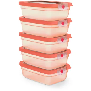 EMSA oneClick, Frischhaltedose, oneClick System, Lebensmittel 2 x länger frisch, 100% dicht, Made in Germany, ORANGE, 5-TEILIGES MEAL PREP Set 5 x 1,20L / 40.6 FL.OZ, N1231800