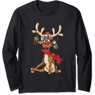 Lustiges Rentier Weihnachten - Christmas Geweih Langarmshirt