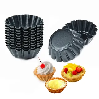 Comius Sharp Muffin Form, 12 Stück Mini Tarteform aus Kohlenstoffstahl, Kuchenformen, Törtchenformen, Antihaft Muffinform Kohlenstoffstahl Tartelette Förmchen, Wiederverwendbare (6.5cm)