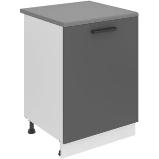 Belini Unterschrank Küche, Küchenunterschrank 60 cm Breite. SD Küchenunterschrank mit Arbeitsplatte. Küchenschrank mit 1 Tür, Silber matt - Silber