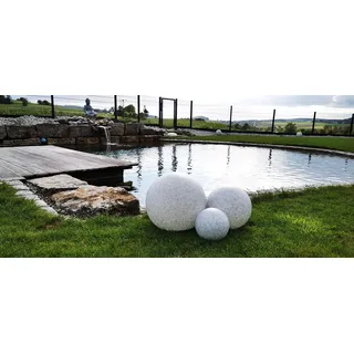 Trango 3er Set 23400G Granitstein-Optik Gartenkugel IP65 in 20/30/40cm ? Kugelleuchte mit je 5 Meter Kabel & E27 Fassung Kugellampe, Gartenleuchte, Außenleuchte, Außenlampe Kugel ohne Leuchtmittel