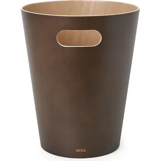 Umbra Cans & Bins Woodrow Mülleimer mit Griff, Abfalleimer, Müllsammler, Papierkorb, Gebeiztes Holz, Espresso, 082780213 - Braun