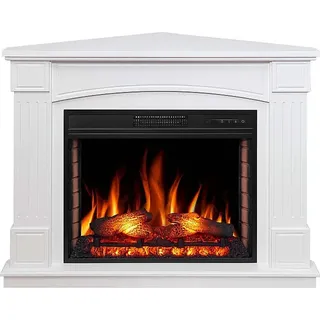 ArtiFlame Elektrische Ecke Kamin mit Heizung BOSTON AF28S LED mit Ton 12 Heizstufen Timer echter Flammeneffekt 3 Helligkeitsstufen Fernbedienung Weiß - Weiß